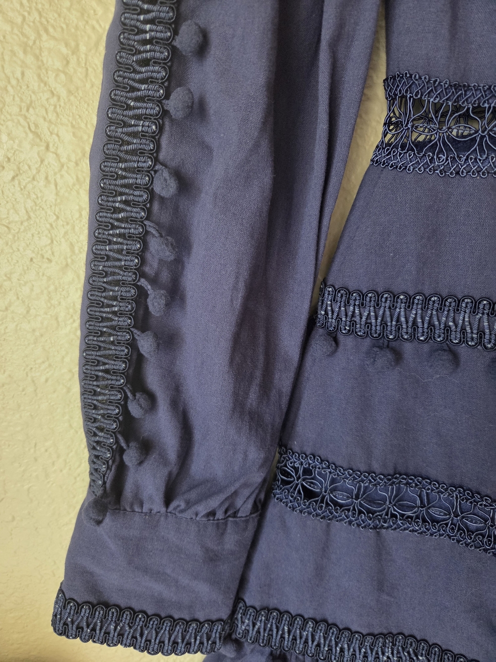 Layered With Love Navy Blue Boho Lace-Trim Button Front Dress,sz M. - Picture 4 of 9